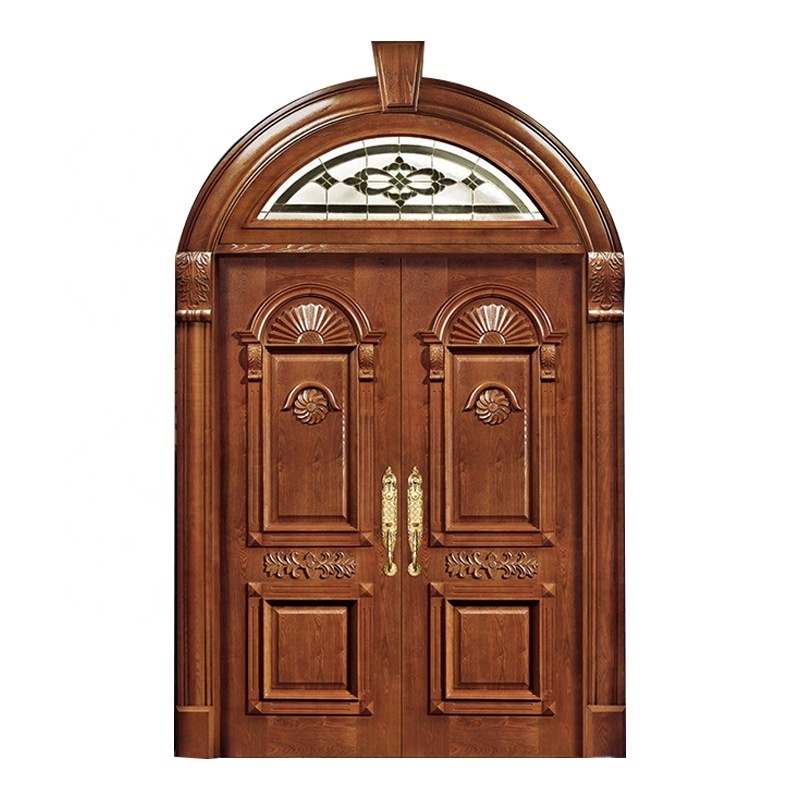 Villas House Teak Wooden Solid Woods Wood Carved Arched Classic Design Main Entrance Doors Luxury Exterior Front Entry Door