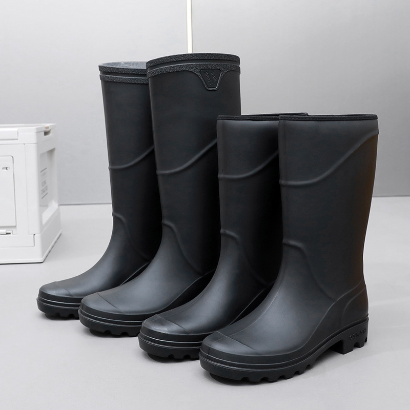 PVC black anti piercing woodland construction working protective waterproof rubber wellies gumboots rain boots for men