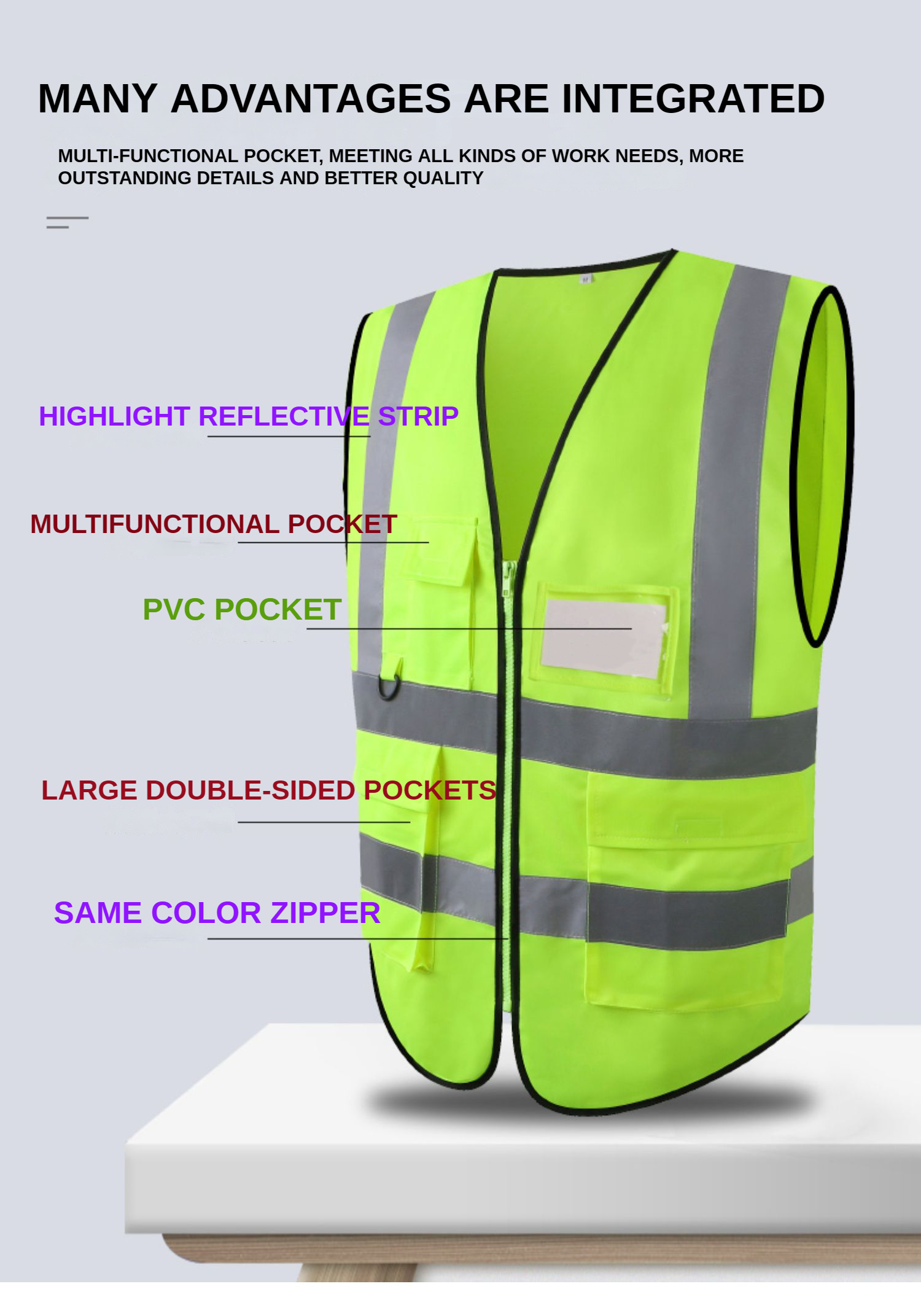 Wholesale Multi Pocket Reflective Safety Clothing Construction Vest Reflective Vest Traffic Safety Vest