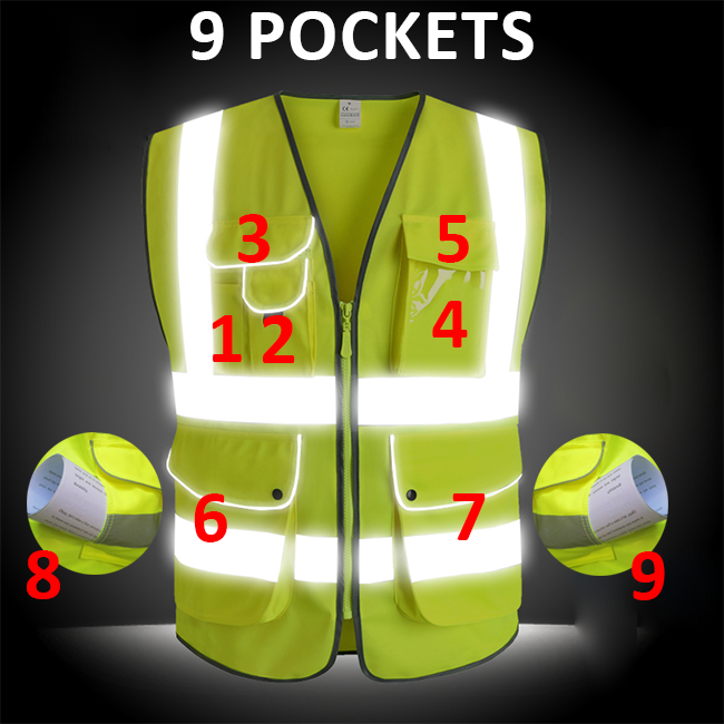 Multi Colors Multi Pockets Tactical High Visibility Reflective Utility Safety Work Vest Reflector