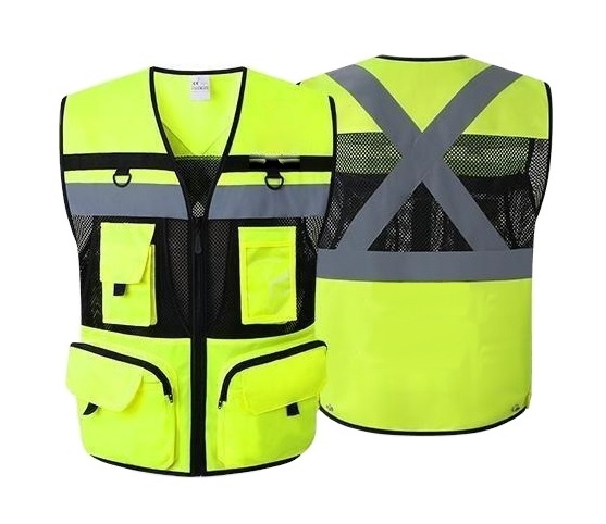 Security Waistcoat Construction Night Safety High Visibility Safety Clothing Reflective Vest for Men safety work wear