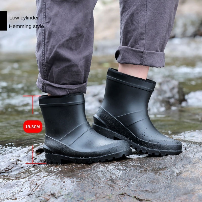 PVC black anti piercing woodland construction working protective waterproof rubber wellies gumboots rain boots for men