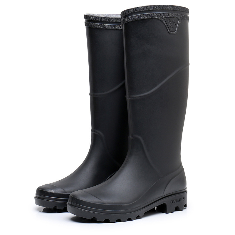 PVC black anti piercing woodland construction working protective waterproof rubber wellies gumboots rain boots for men