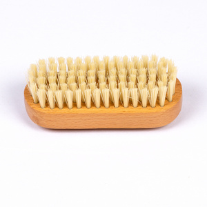 Custom Logo beech Wood Double Sided Natural Boar Bristles Hand Nail Scrub Cleaning Brush for Fingernail or Toenail