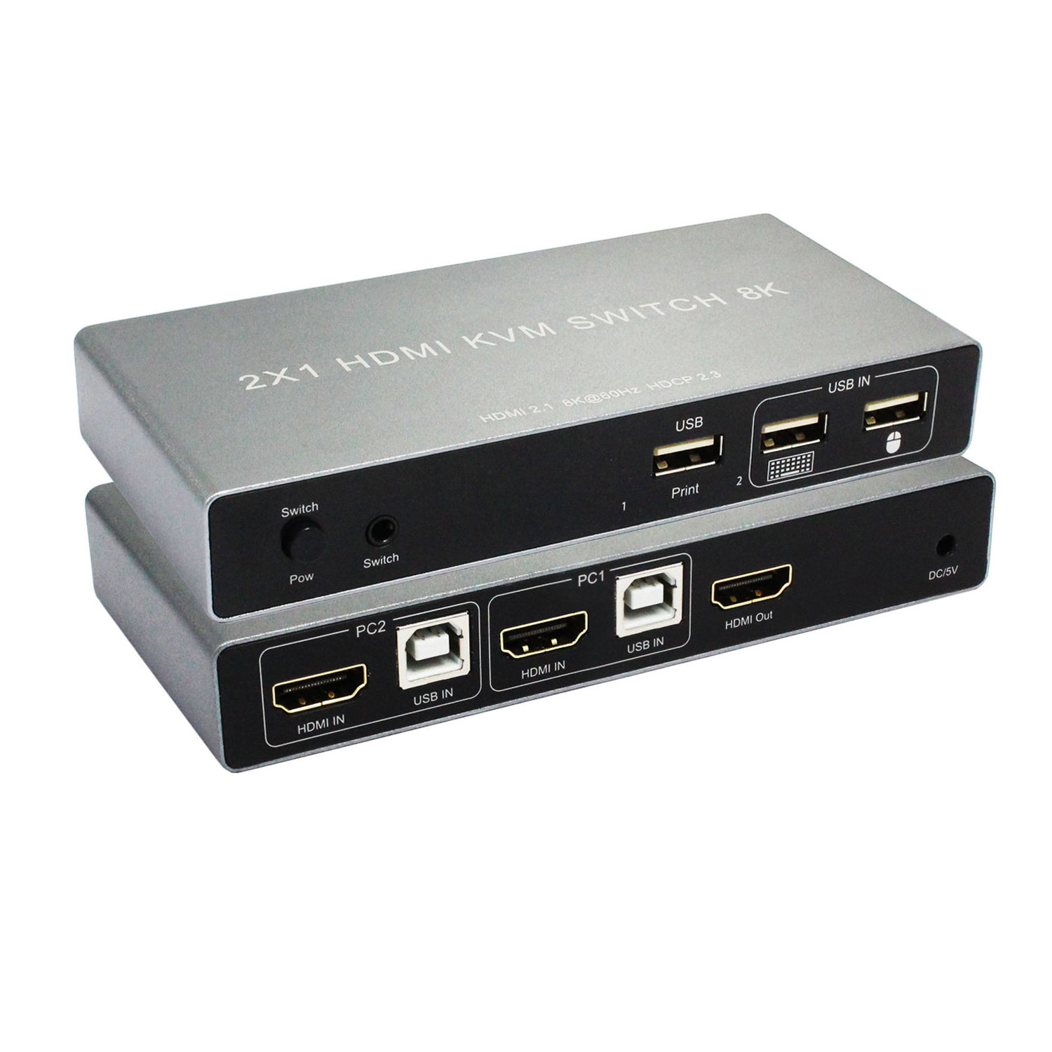 2 Port USB HDMI KVM Switch 8K @ 60Hz HDMI 2.3 Switcher 2X1 Support Keyboard Mouse