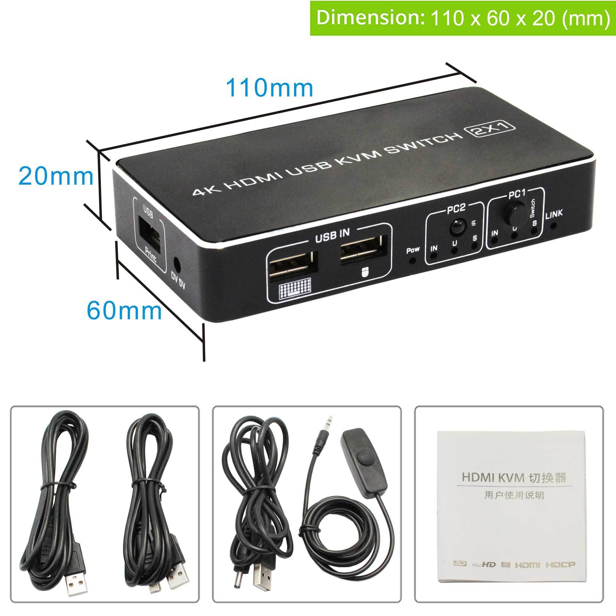 OEM ODM hotkey hdmi kvm switcher 4k 1 input 2 output computer 2 ports displayport dual usb hdmi kvm switches