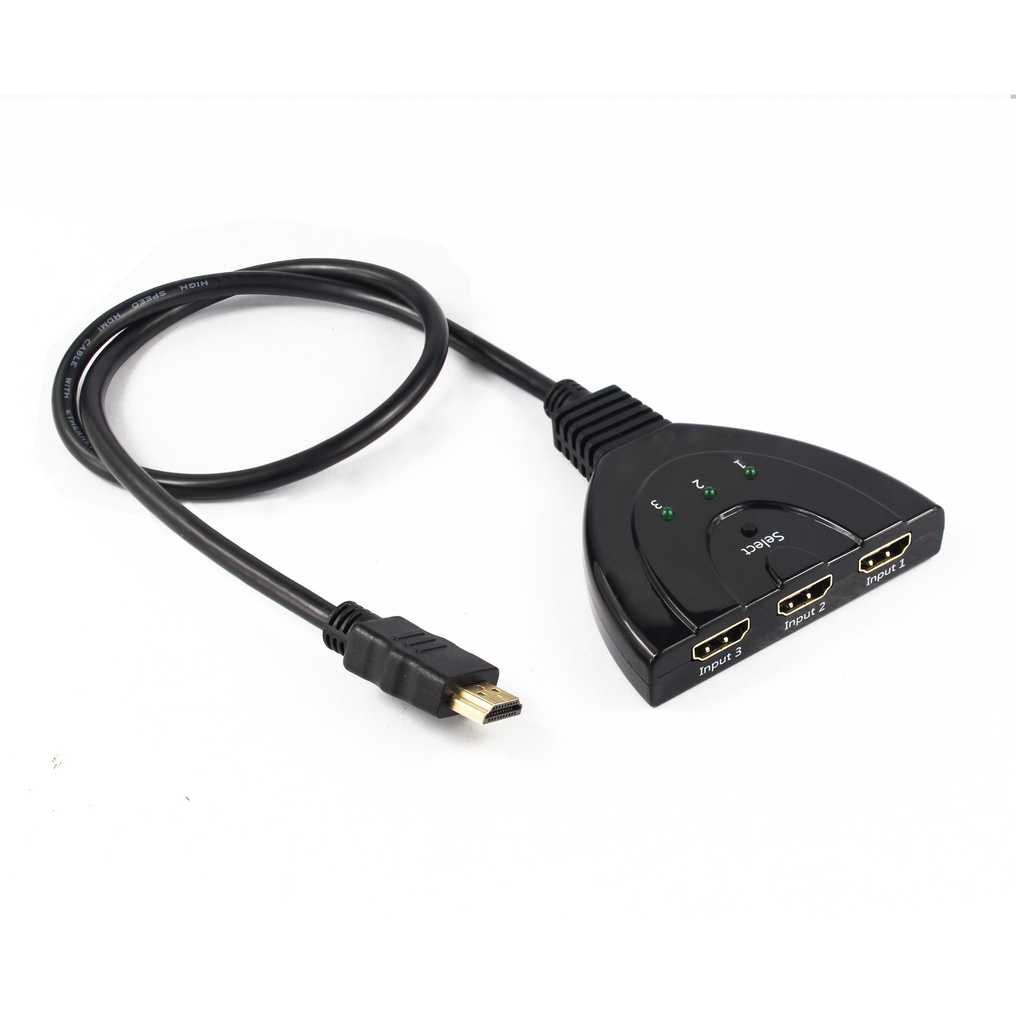 3 Port HDMI Splitter 1080P 3D Switcher 3x1 Auto Switch 3-In 1-Out With 45 CM Pigtail Converter 1 in 3 out Cable