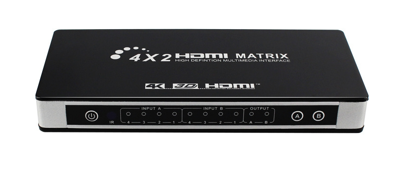 hdmi matrix switcher switch 4 in 2 out support 4K 30Hz CEC ARC with audio output