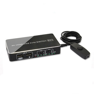 OEM ODM hotkey hdmi kvm switcher 4k 1 input 2 output computer 2 ports displayport dual usb hdmi kvm switches