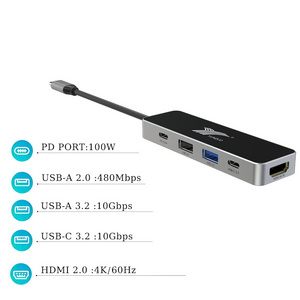 5 in 1 usb 3.0 4k hdmi laptop pd 100w usb a multiport adapter ports gen 3.2 2.0 4k 60hz usb-c docking station hub