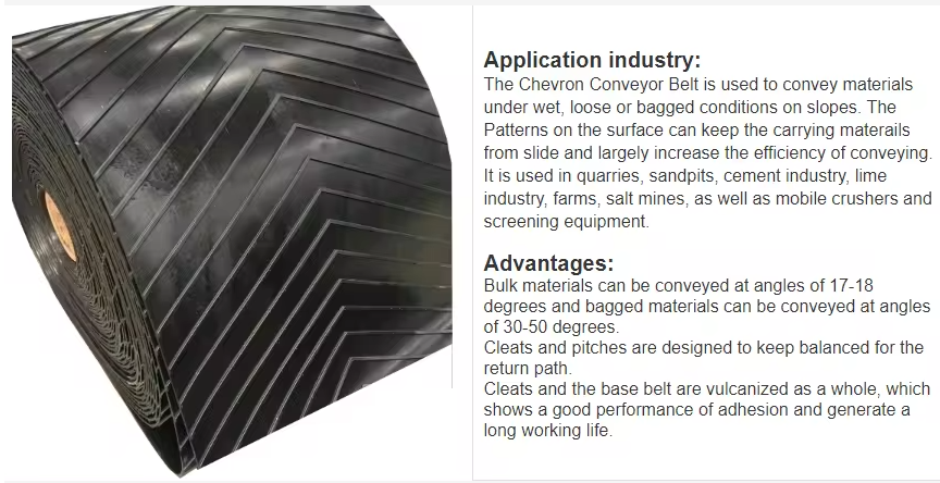 Chevron rubber conveyor belt  oil resistant rubber mat rough rubber conveyor belts 24 in hot splicing machine for conveyor belt