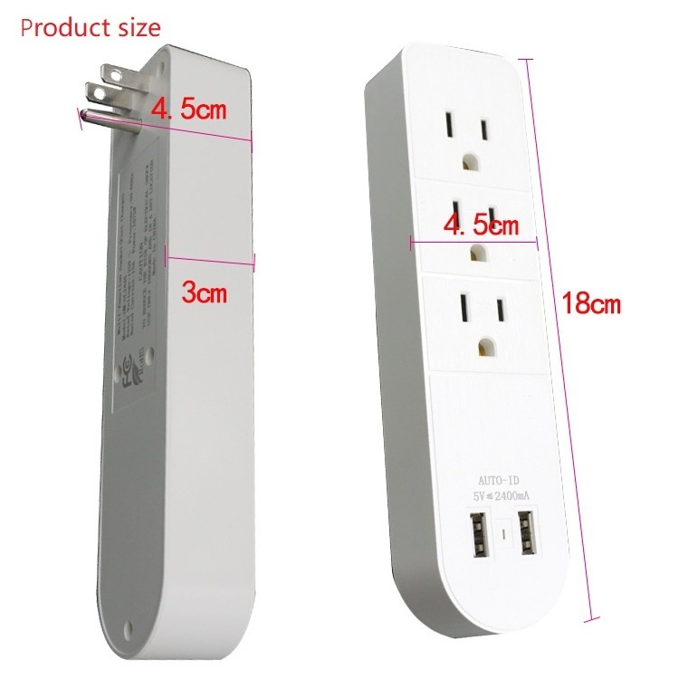 New Trend USA Power Surge Protector Electrical AC Way Outlet Cord Multi USB Switch Plug Tabletop Extension Socket