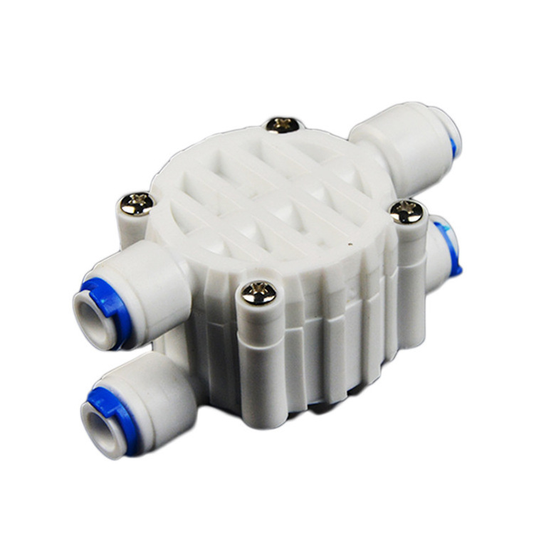 1/4 or 3/8inch 4 way Tube Automatic Shut Off Valve with Quick-Connect Fittings for RO Reverse Osmosis water filter system