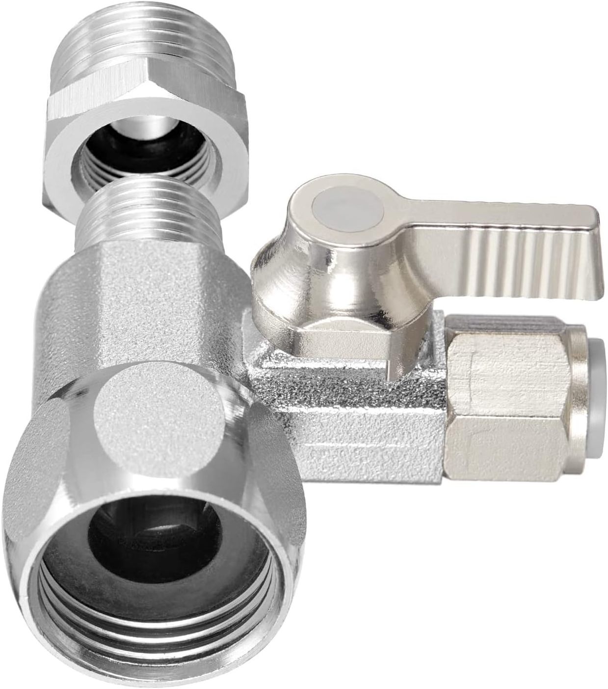 3/8x3/8x1/4inch or 1/2xG 1/2x1/4inch Tee Feed Water Adapter Water Line Splitter Brass Water Supply Valve with  Quick Connect