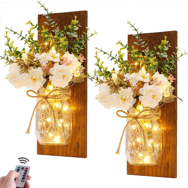 2023 New Light Wall Art Home Decor Led Fairy Light With Artificial Flower Wall Decor Modern Style