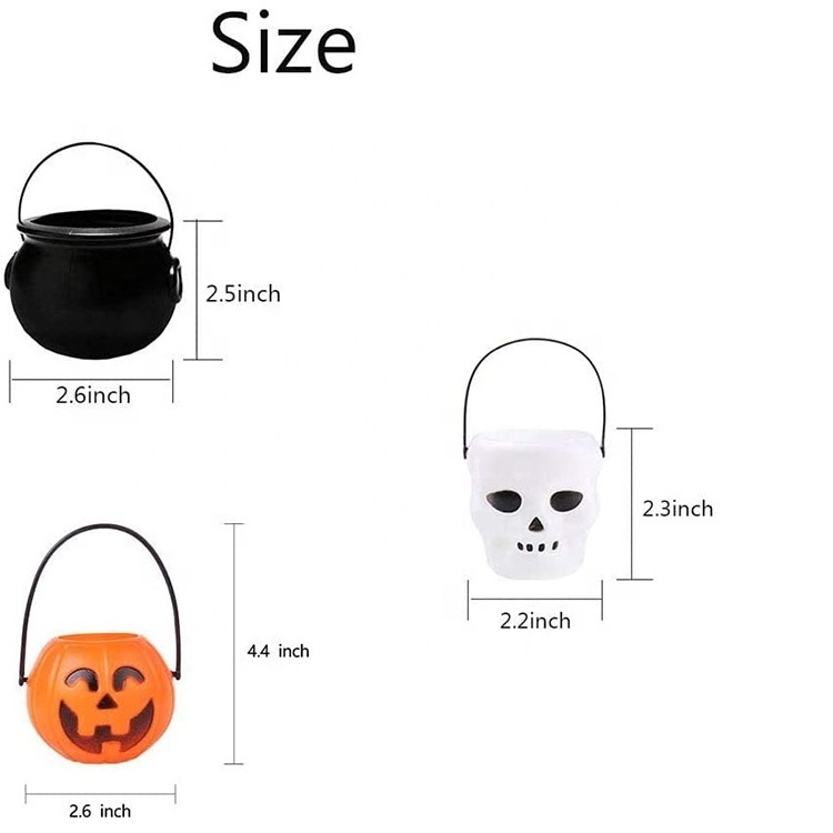 Halloween White Mini Candy Kettle Plastic Witch Cauldron Portable Skull Candy Kettles