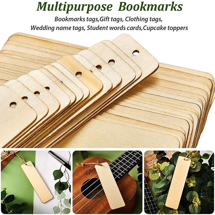 Custom Laser Engraving Bookmark Natural Unfinished Wood Decoration Wood Bookmark Custom Print