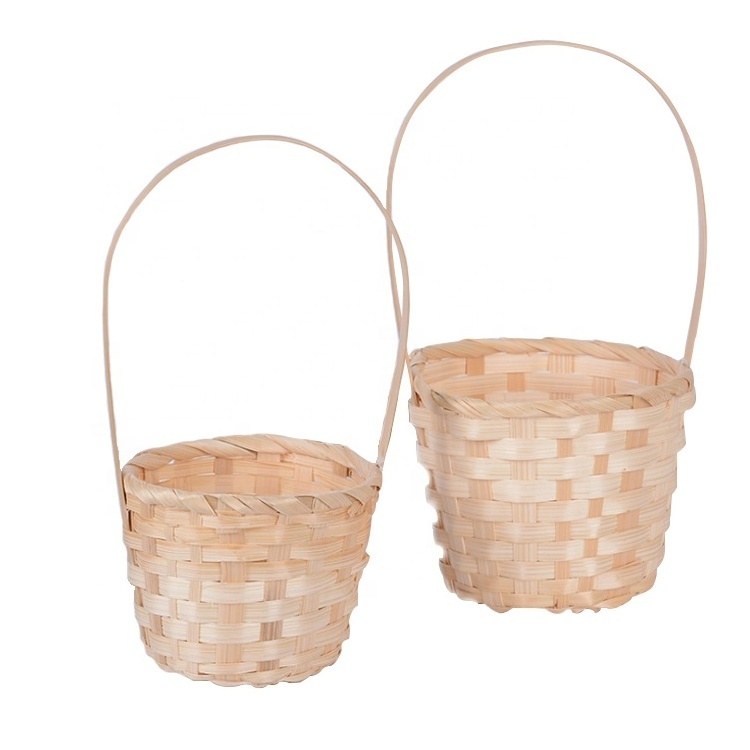 YRMT 2 size round bamboo candy easter woven basket