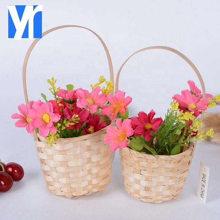 YRMT 2 size round bamboo candy easter woven basket