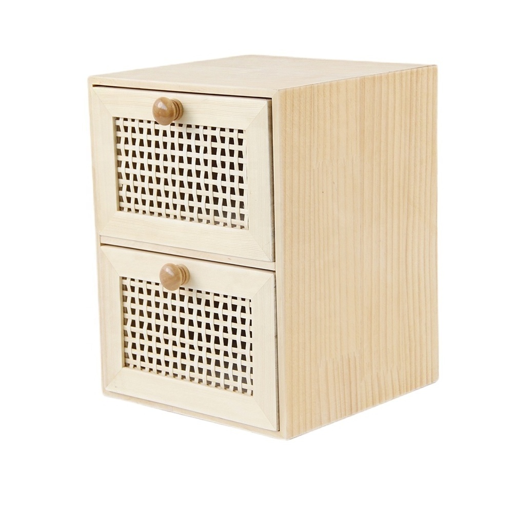 High Quality Wood Desktop Organizer Mini Office Desk Drawer Wooden and Bamboo Small desktop storage cabinet