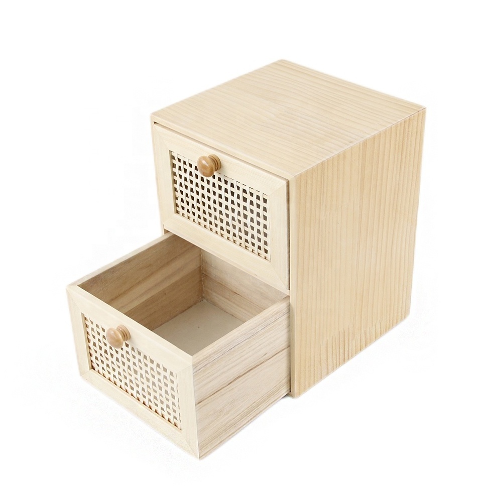 High Quality Wood Desktop Organizer Mini Office Desk Drawer Wooden and Bamboo Small desktop storage cabinet