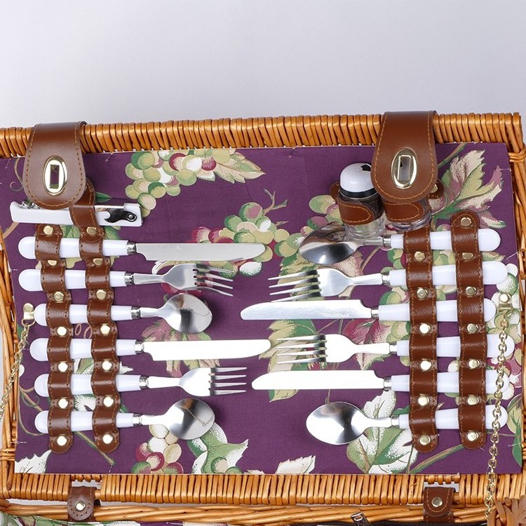 YRMT Wholesale Willow Picnic Basket Suitcase Shape Wicker Cheap Picnic Basket with Lid and Strap