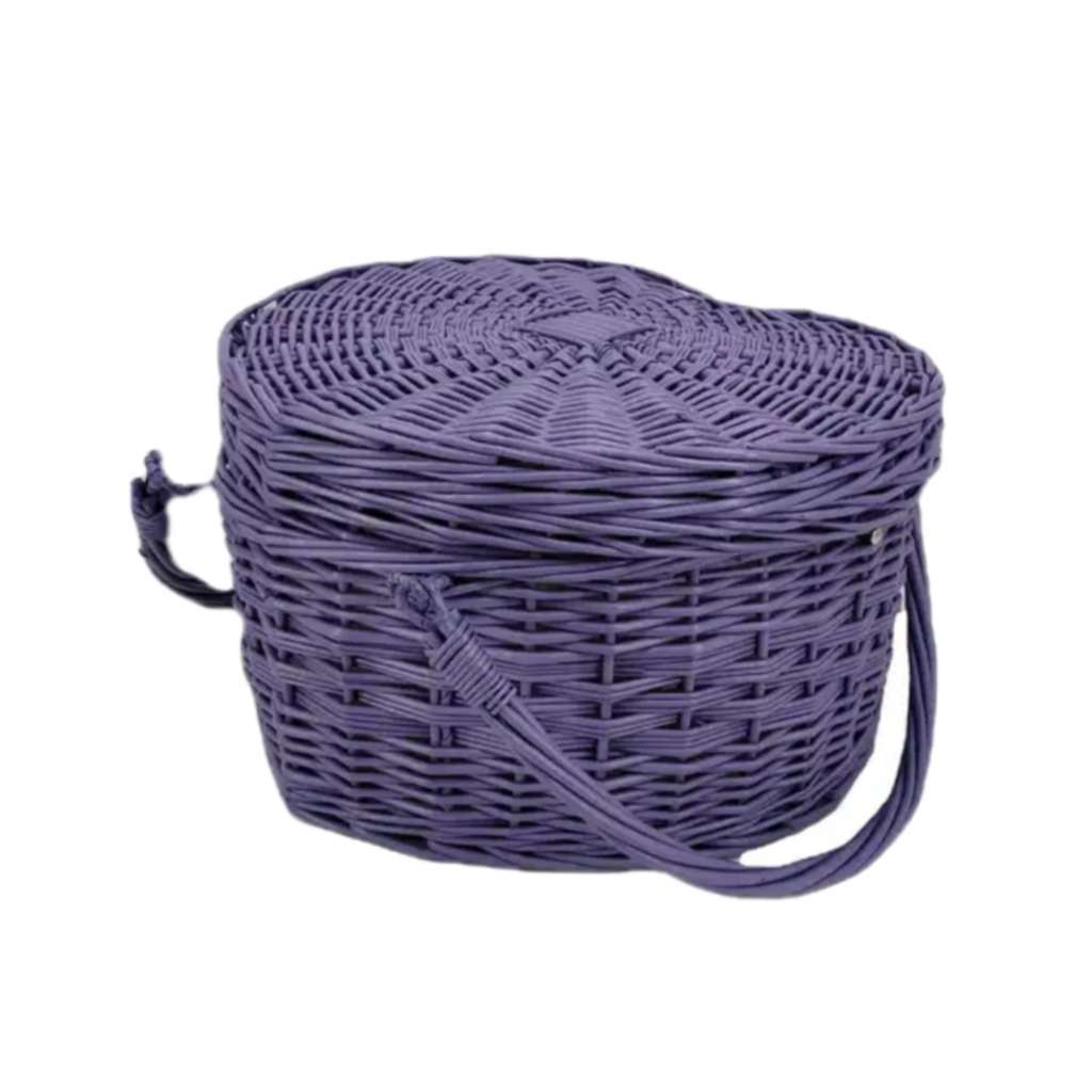 Purple Valentine Day Gift 2 Person Set Wicker Heart Shaped Picnic Basket Couple Gifts