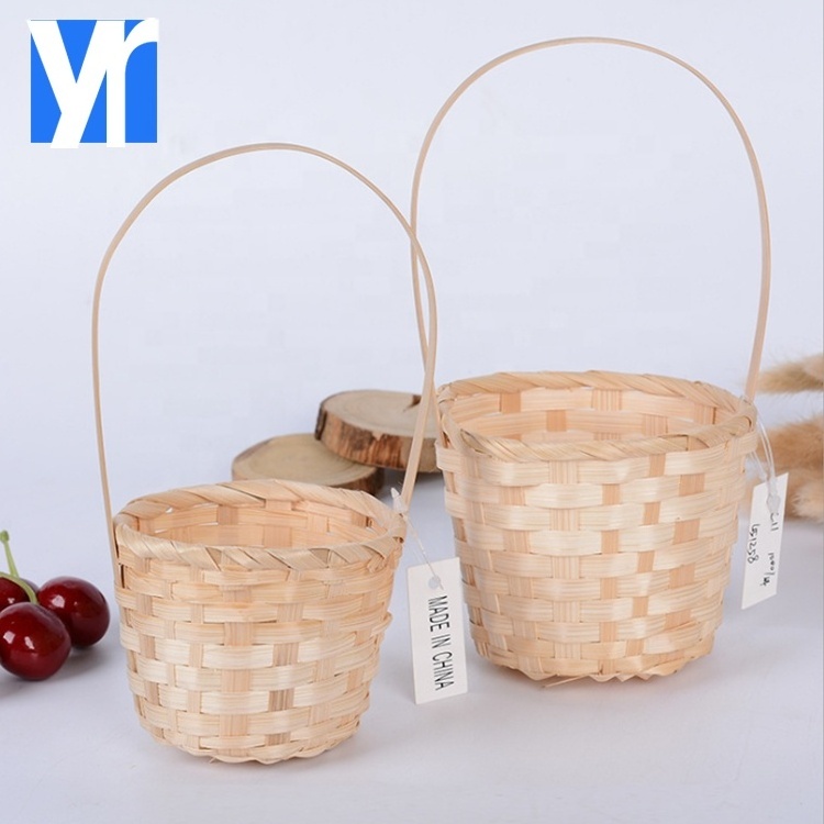 YRMT 2 size round bamboo candy easter woven basket