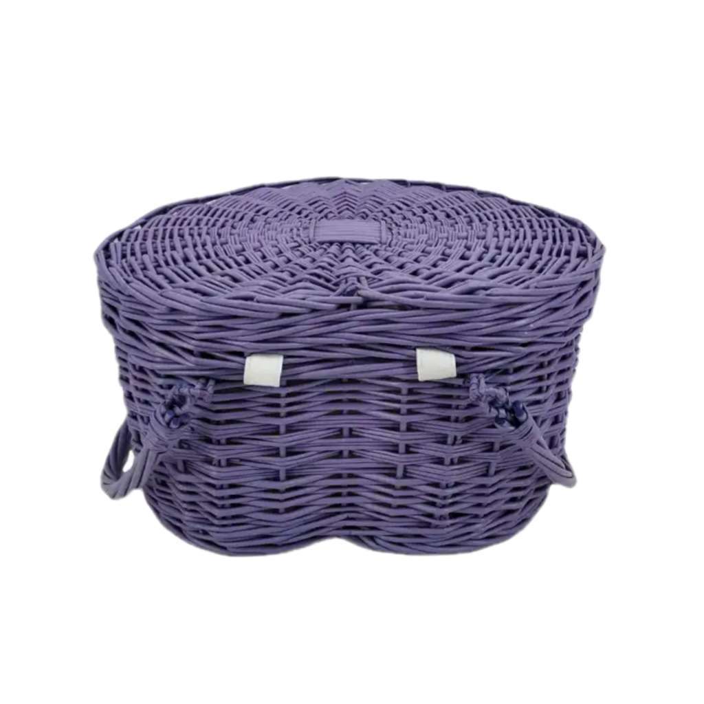 Purple Valentine Day Gift 2 Person Set Wicker Heart Shaped Picnic Basket Couple Gifts