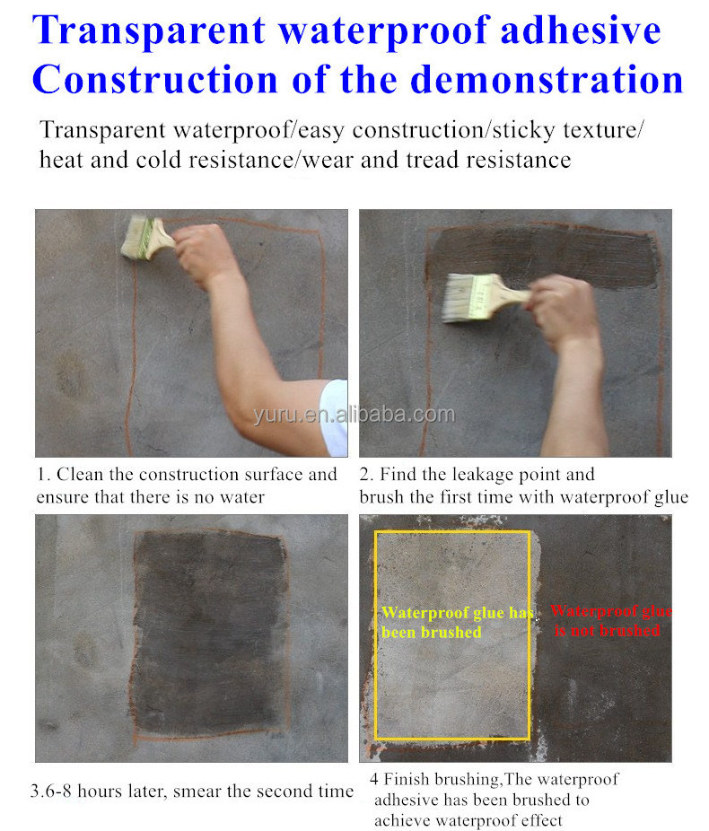 Yu Ru Waterproofing Chemicals Waterproof Liquid Leak Proof Spray Brush Transparent Waterproof Sealant Glue