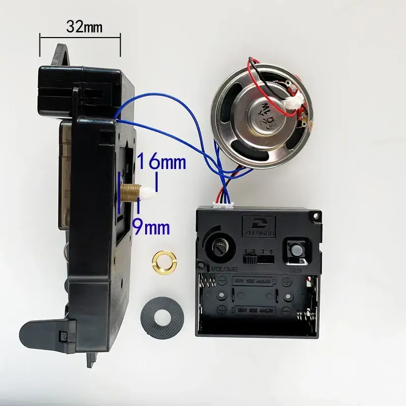 Pendulum Clock Mechanism Sweep Silent Power 9mm Screw Trigger Movement With Music Chime Box Horn And 9301# Black Hands