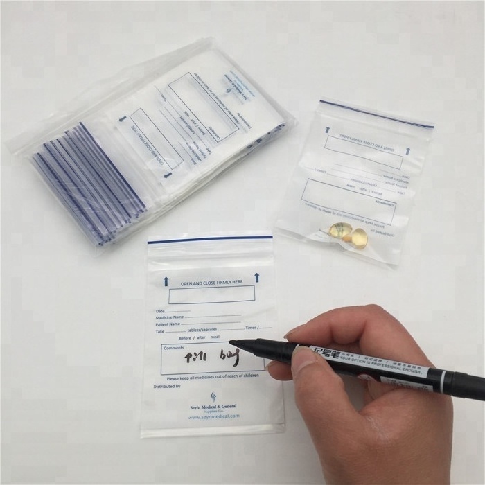 YURUI Factory Custom Small Ziplock Medicine Plastic Pharmacy Dispensing Packaging Airtight Drug Tablet Zipper Medical Envelope