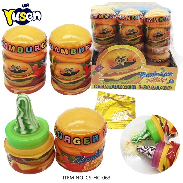 Lovely Cartoon Hamburger Pacifier Toy Fruit Flavor Nipple Hard Lollipop Candy With Popping Candy