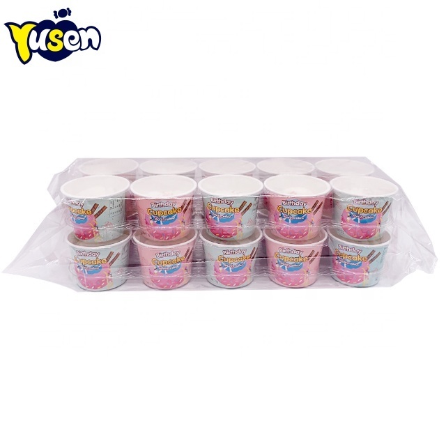 New arrival Halal delicious birthday cake marshmallow cup center filled jam marshmallow candy