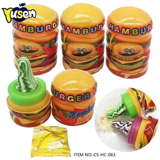 Lovely Cartoon Hamburger Pacifier Toy Fruit Flavor Nipple Hard Lollipop Candy With Popping Candy