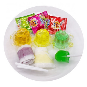 Factory new product sugar coated multi-color sour candy belts soft gummy candy roll jam jelly popping candy