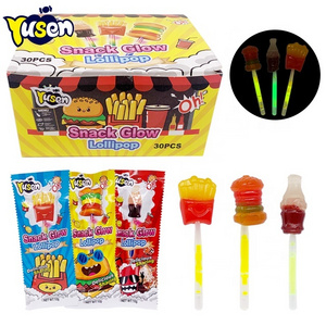 Cola-Shaped Hard Candy Lollipop with Glow Light Fruity Flavor Cola Fruit Combination Wholesaler Confectionery Made with Sugar