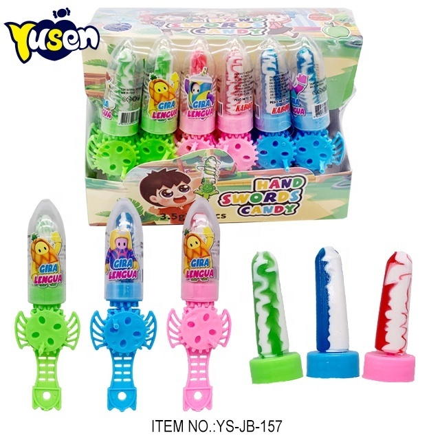 Funny sword shape Cartoon sweet fruity flavor rolling candy toy lollipops candy milk lollipops Storage Cool Piece