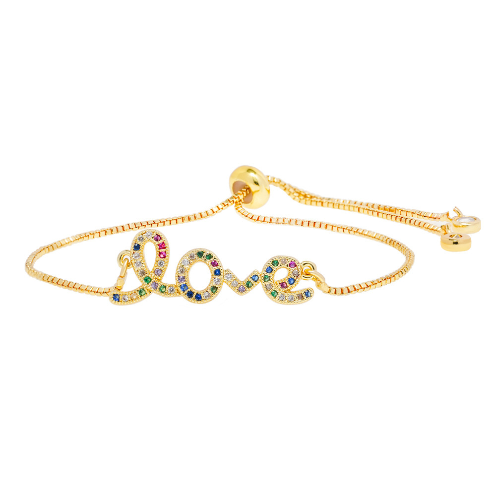 micro paved cz charm bracelet women adjustable chain brass bracelet accessories women wholesale ladies gold-plated bracelets diy