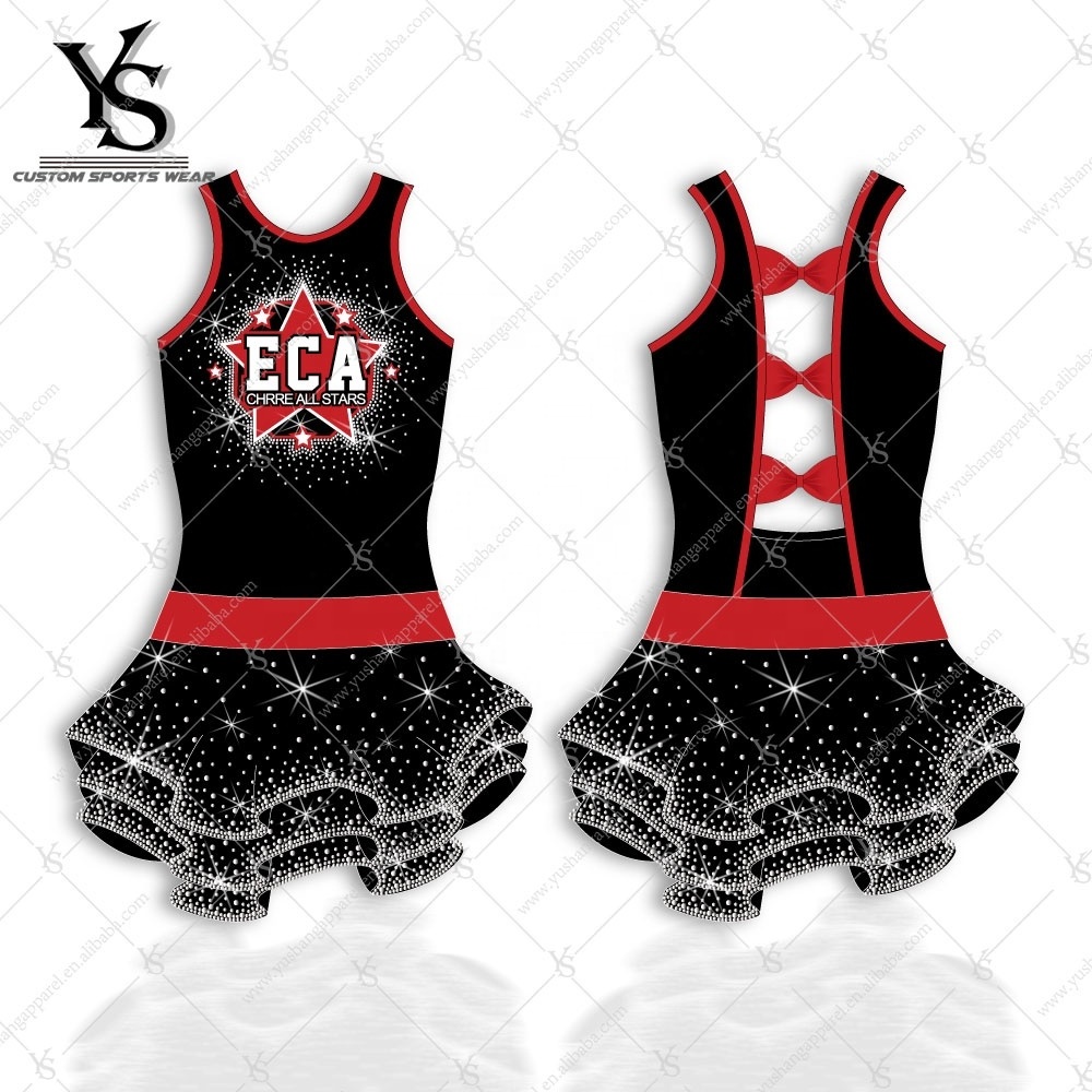 Plus size bulk cheer uniforms crop tops all-star black red and white cheer uniform