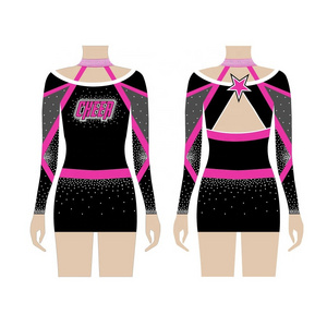 Custom Sublimation Pink Cheerleading Uniform in Queen Style with Bling