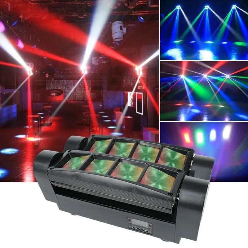 YSH 8 Lens  LED Spider Stage Lighting DJ Disco Lights Studio Flashing Lamp RGB Strobe Moving Head Lights For Christmas Party KTV