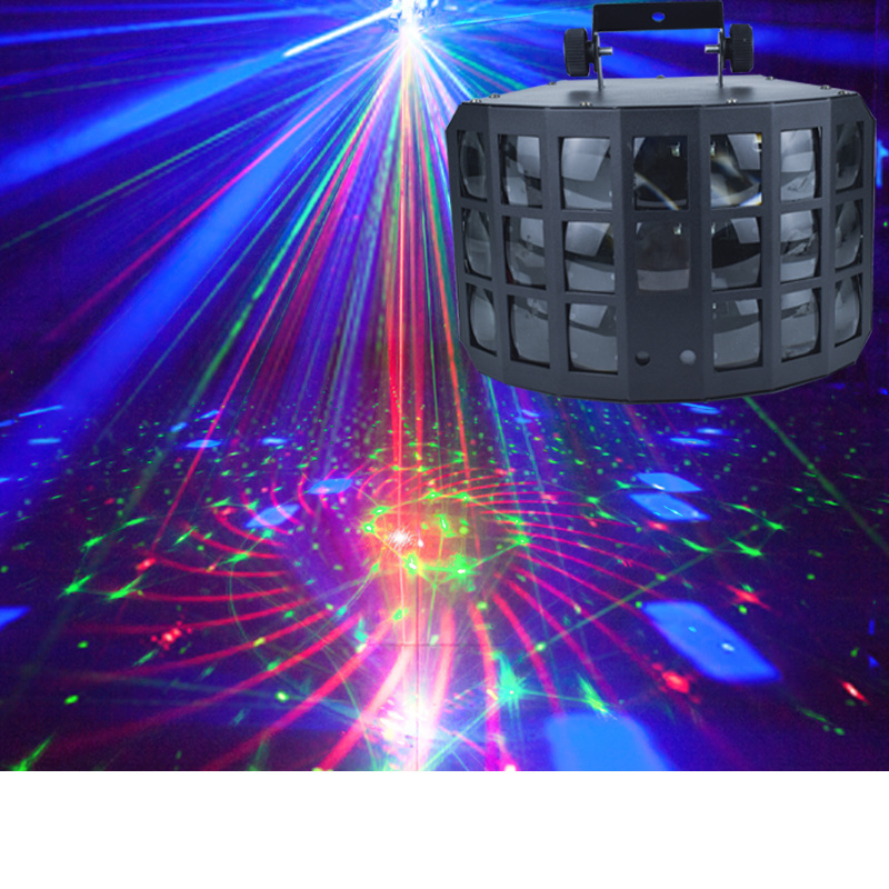 Three layer Butterfly LED laser beam projector light music dj equipment mood magic light sound control club lights for stage bat