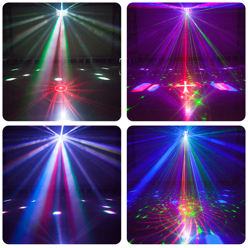 Three layer Butterfly LED laser beam projector light music dj equipment mood magic light sound control club lights for stage bat