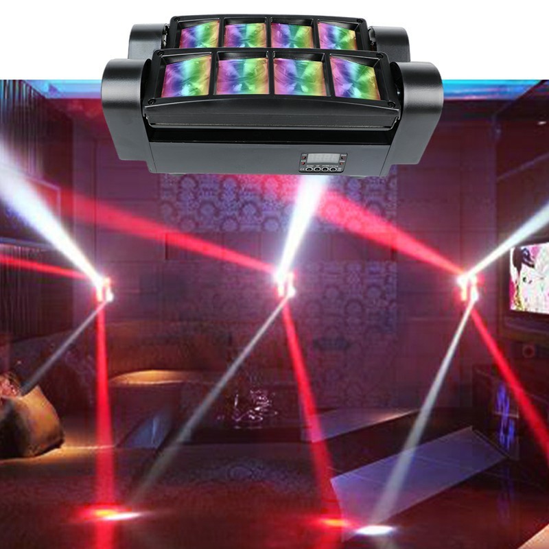 YSH 8 Lens  LED Spider Stage Lighting DJ Disco Lights Studio Flashing Lamp RGB Strobe Moving Head Lights For Christmas Party KTV