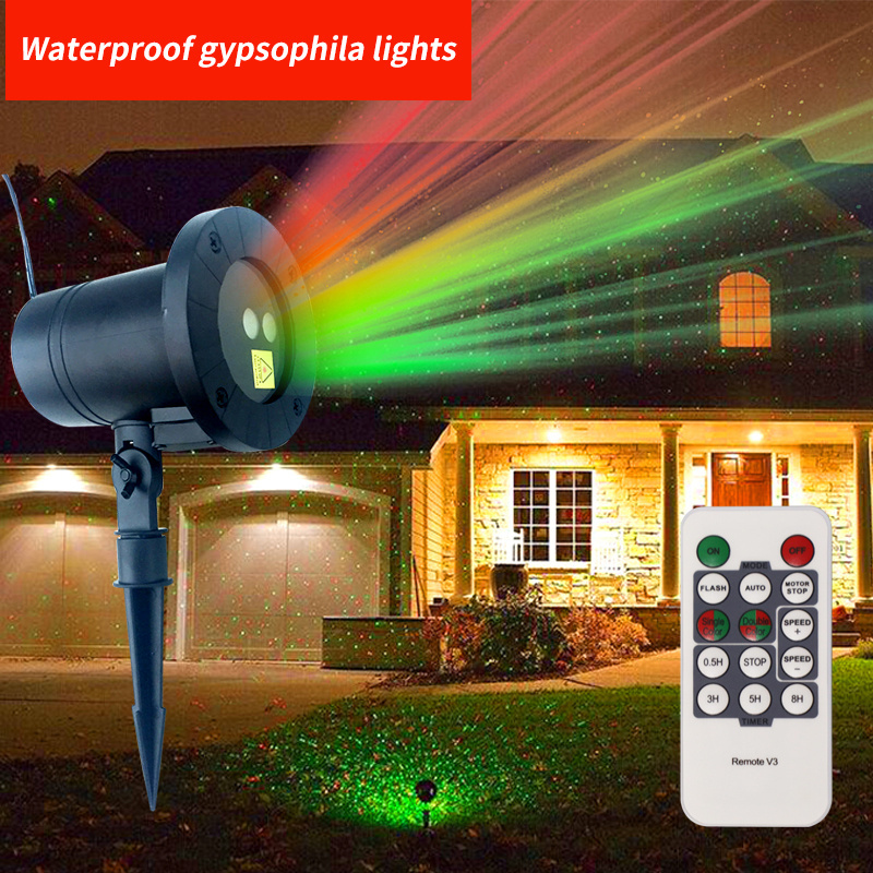 Waterproof lawn light outdoor laser projector lamp remote control rgb garden lights strobe lantern moon lawn light for Outdoor