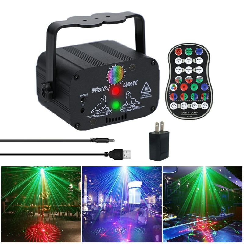 Party Dj Disco Lights  Blue Laser Lights Patterns Projector Sound Activated Remote Control For Parties Decor Stage Dance Karaoke