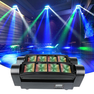 YSH 8 Lens  LED Spider Stage Lighting DJ Disco Lights Studio Flashing Lamp RGB Strobe Moving Head Lights For Christmas Party KTV