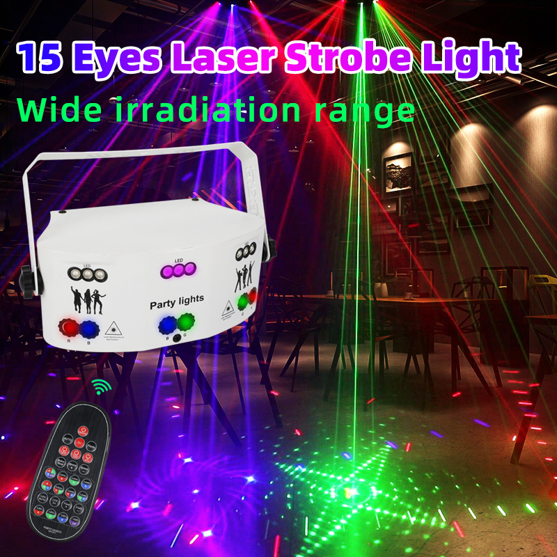 NEW 15 eyes UV LED stage lazer light Disco ball Moving head Beam lights DMX laser dance floor lights for night club