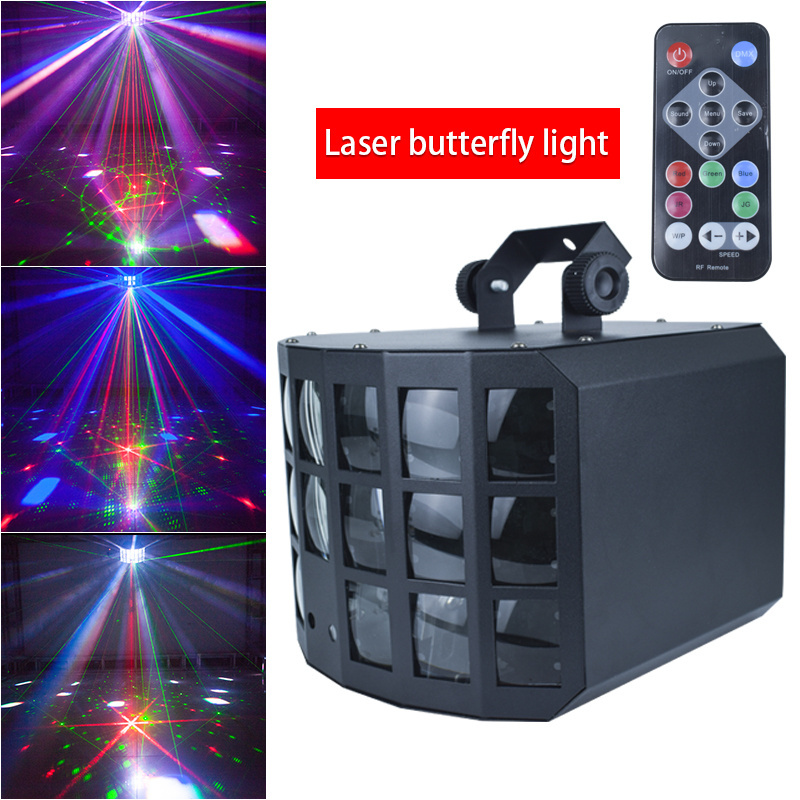 Three layer Butterfly LED laser beam projector light music dj equipment mood magic light sound control club lights for stage bat